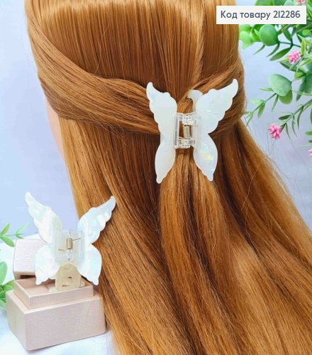 Краб пластик глянцевый (акрил) "БАБОЧКА", размером 6,5*6см, Бело-перламутрового цвета 212286 фото 1