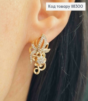 Сережки "Богемна Квітка" прикрашені камінцями, 2,3см, англ. застібка, XUPING 18К 118300 фото