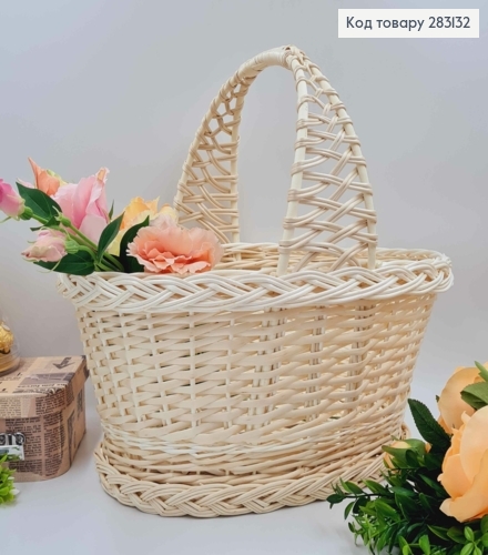 Кошик плетений овальний, "КОБРА" ВИБІЛЕНИЙ, 40*29*16см, +ручка 16см, УКРАЇНА 283132 фото 1