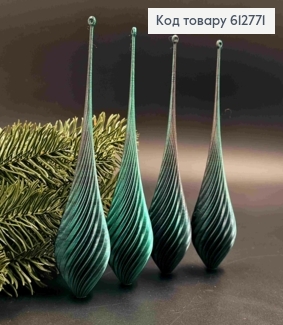 Набір фігурок (4шт)міраж  "КАПЛЯ ",СМАРАГДОВО-ЧОРНА, 15*4см, прикраси новорічні  пластик, Україна 612771 фото