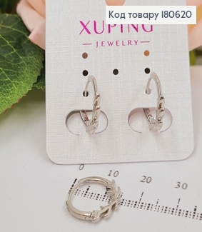Серьги кольца родированые Веточки Хuping 180620 фото