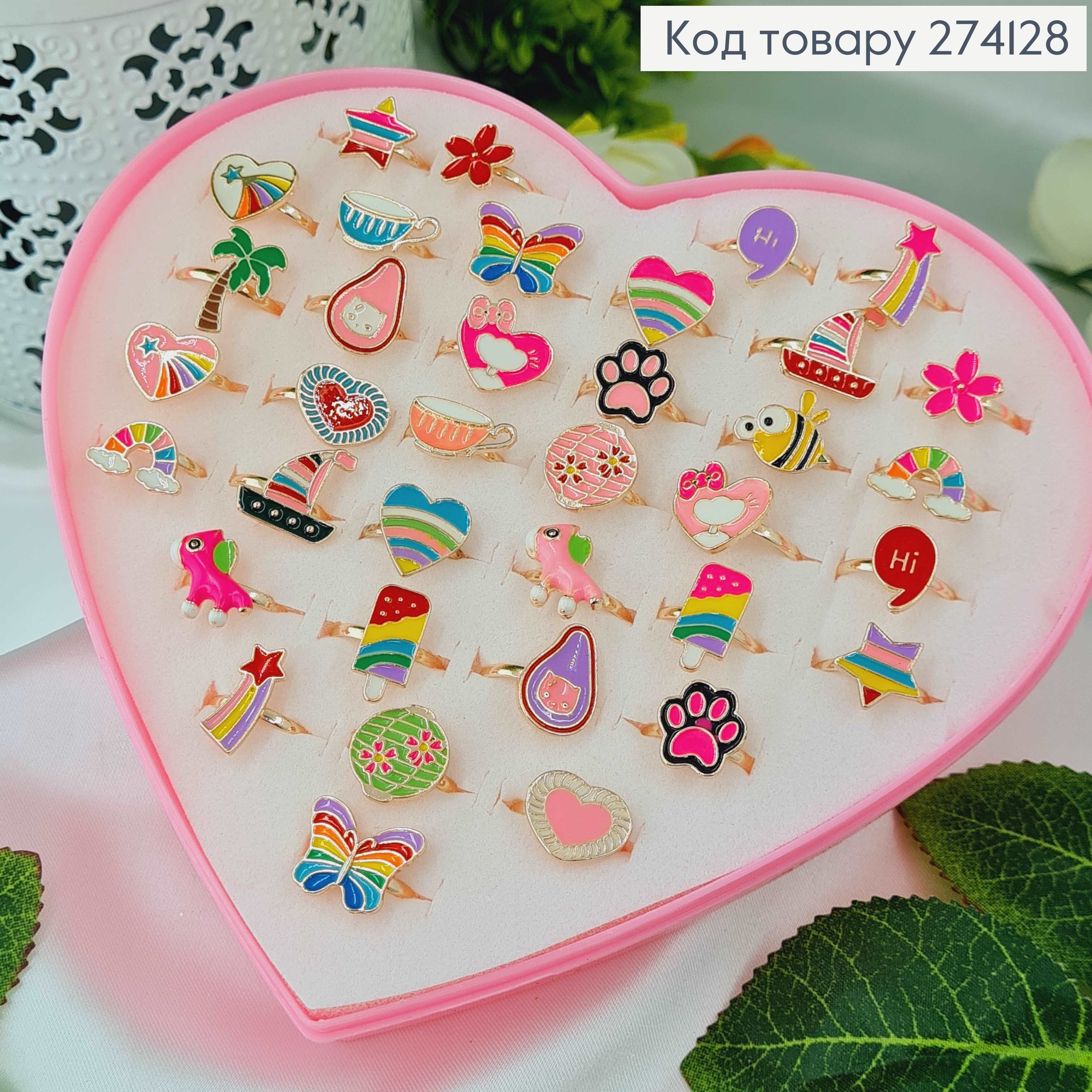 Набір дитячих колечок з літньою тематикою, 36шт\короб. 274128 фото 1