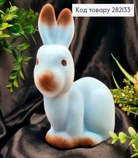 Пасхальна фігурка ЗАЄЦЬ, оксамит, БЛАКИТНОГО кольору, 15,5*11,5см 282133 фото