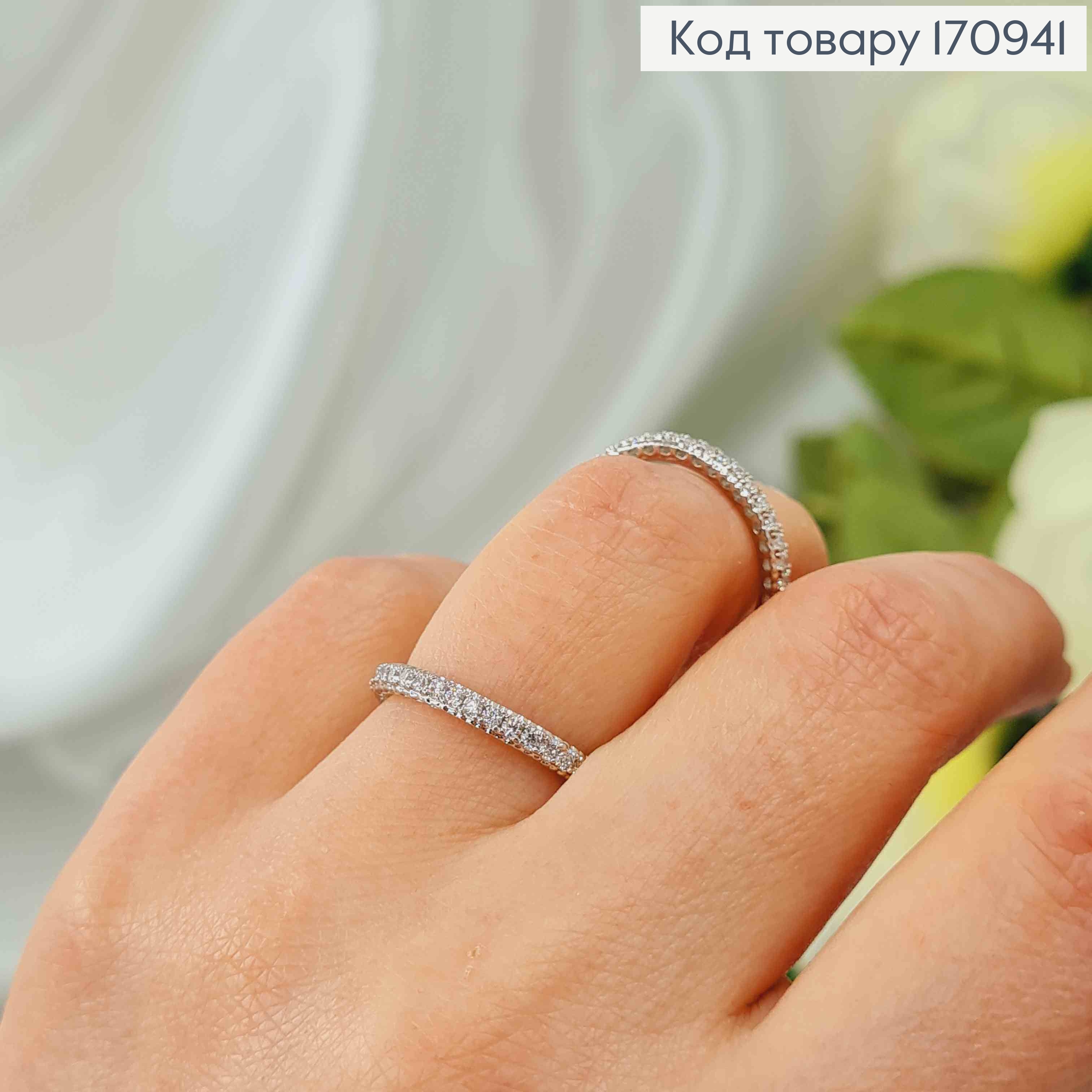 Кольцо родованное, в камнях, Xuping 18K 170941 фото 3