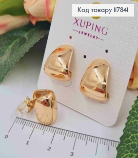 Серьги гвоздики, Изогнутые пластинки расширены вниз, 1,7см, Xuping 18K 117841 фото