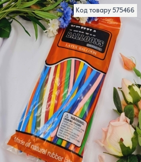 Повітряні кулі латексні для моделювання (КДМ), Різкокольорові, 100шт/уп 575466 фото