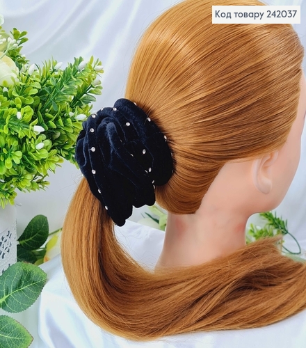 Резинка велюр  об'ємна  з камінцями в ас. 242037 фото 2