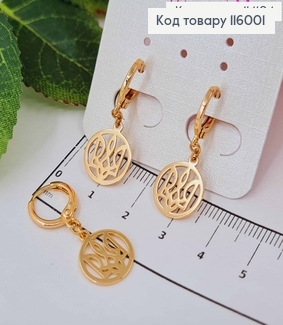 Серьги кольца 1см, ГЕРБ Трезубец в оправе 1,2см Xuping 18K 116001 фото