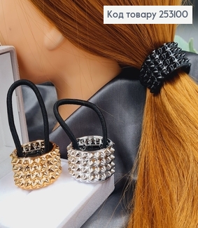 Резинка для высокого хвоста с зажимом  в асорт. (золото/серебро/черный) 253100 фото