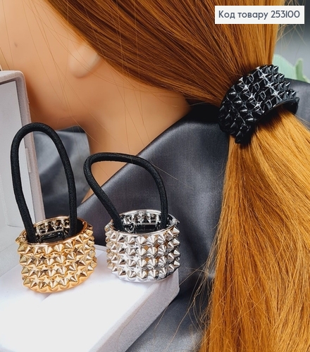 Резинка для высокого хвоста с зажимом  в асорт. (золото/серебро/черный) 253100 фото 1