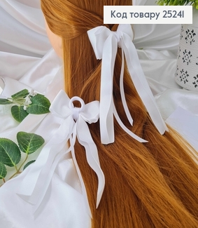 Резинка, Бант репсовый, белого цвета, 9*15см, Ручная работа, Украина 25241 фото