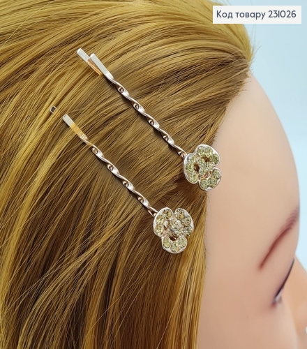 Заколка невидимка металл золото Цветы в асс. 2 шт / уп цена за уп. 231026 фото 5
