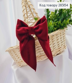 Повязка для корзины велюровый Бантик Бордового цвета на завязках, 14*8см, ручная работа, Украина. 283154 фото