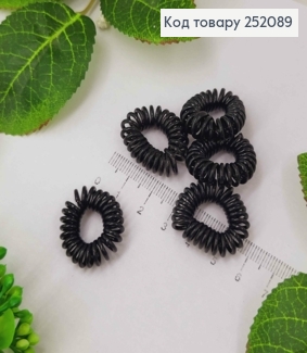 Резинка пружинка, 2,5см, глянцева чорна 252089 фото