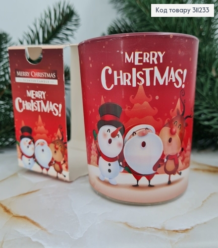 Аромасвечка стакан BISPOL Счастливого Рождества 100 г/22 часов, 72s-09 322021 фото 1