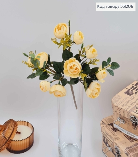 Композиция "Букет МОЛОЧНЫЕ ПИОНЫ (10головок)", высота 29см 551206 фото 1