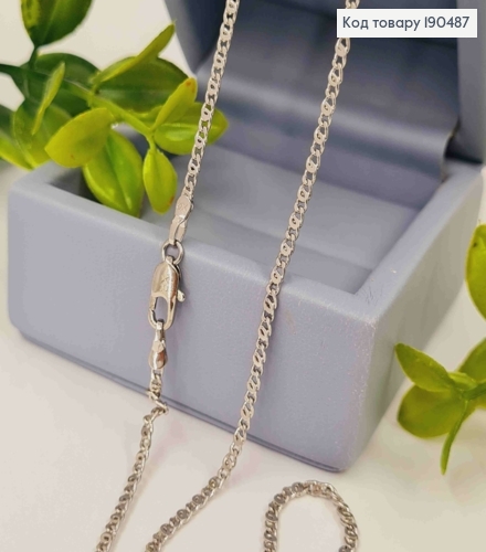 Цепочка родованная переплет Кофейное зернышко, ширина 2мм, длина 60см, Xuping 190487 фото 1