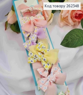 Набор резинок (20шт) двойной БАНТИК (5,5*4,5см), резинка 2,5см, цветов пастельных в ассортименте 262348 фото