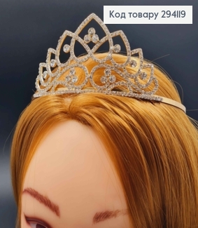 Диадема "Пиковая Дама" в ЗОЛОТОМ цвете с Блестящими камешками, самая высокая точка 5,5см 294119 фото
