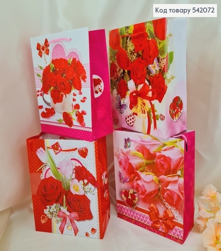 Пакет бумажный средний букеты 21,5х18 см в ас. 542072 фото 1