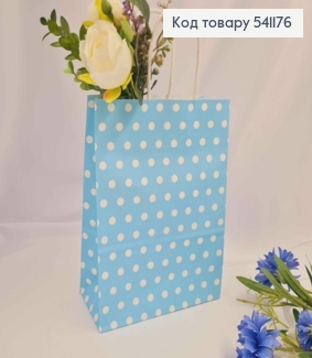 Пакет крафтовый, 16*22*8см, Голубой в горошек 541176 фото