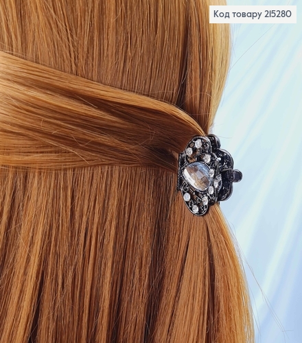 Краб метал кольору металік, 3см, корона з великим камінцем 215280 фото 2