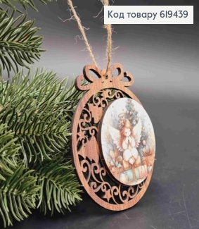 Игрушка  деревянная с принтом "АНГОЛЯТКО", диаметр 8см, ручная работа, Украина. 619439 фото