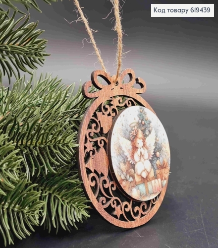 Игрушка  деревянная с принтом "АНГОЛЯТКО", диаметр 8см, ручная работа, Украина. 619439 фото 1