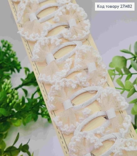 Набір заколок Тік-так (20шт), АЖУРНИЙ БАНТИК, Білого кольору, заколка 4см, бант 3,5*3см 271482 фото 1