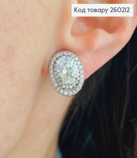 Сережки кліпси срібного кольору, "Сяйво" з Блискучими камінцями (1,5см),сталь XianGuang 260212 фото
