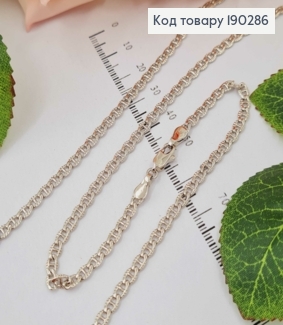 Цепочка родованная, плетение панцирное с перепонками, 3мм, дл. 55см. Xuping 190286 фото