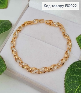 Браслет спираль, крученый, с камнями, шир. 5мм, дл.17+2см, Xuping 18K 150922 фото