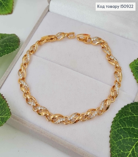 Браслет спираль, крученый, с камнями, шир. 5мм, дл.17+2см, Xuping 18K 150922 фото 1