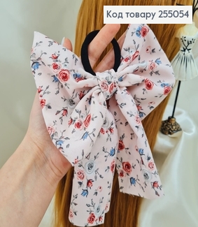 Резинка 5см,  Твилли Бант розовый Цветы  16*15см, (ручная работа,Украина) 255054 фото