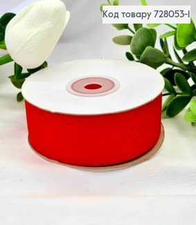 Стрічка атласна, ЧЕРВОНА в Ромбик, ширина 2,5см, довжина 20 метрів 728053-1 фото