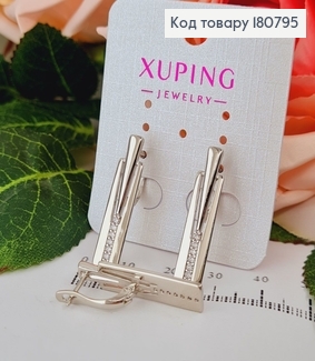 Сережки родированые Пластинка с камнями (англ.застежка), 2,7*0,7см, Xuping 180795 фото