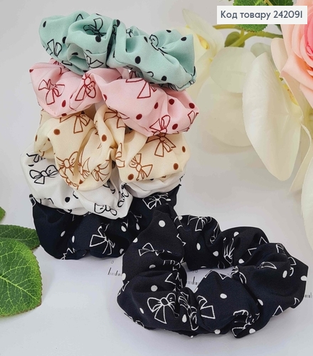 Резинка жатка об'ємна, 9см, в бантикі, кольори в асорт. 242091 фото 1