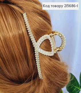 Краб металл "Петелька" украшен жемчужками и блестящими камнями, 10,5см, Золотого цвета. 215686-1 фото