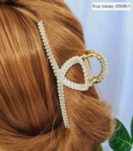 Краб металл "Петелька" украшен жемчужками и блестящими камнями, 10,5см, Золотого цвета. 215686-1 фото 1