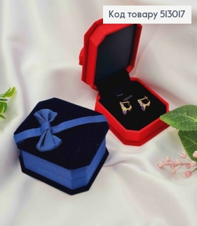 Коробка Велюр с Бантиком, 7,5х6,5х3см, цвета в ассортименте. 513017 фото