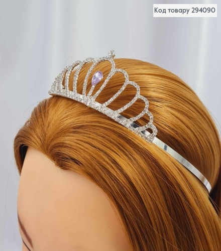 Диадема – маленькая Тиара под серебро с белыми камнями, 3,5см самая высокая точка. 294090 фото 2