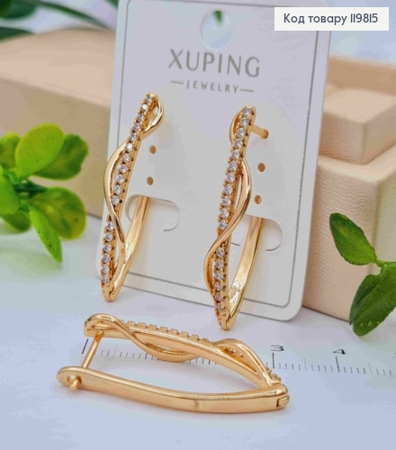 Серьги стрелы Украшены Блестящими камнями, 3,3см, английская застежка, XUPING 18K 119815 фото 1
