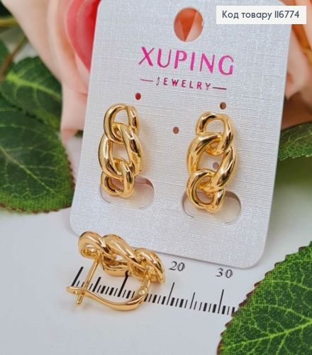 Серьги, "Имитация плетения", 2см, англ. застежка, Xuping 18К 116774 фото 1