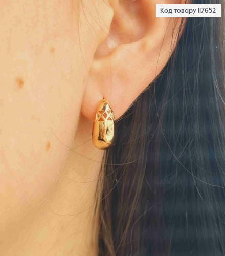 Серьги кольца с расширением вниз, диаметр 1,4см, Xuping 18К 117652 фото 2