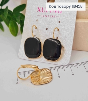 Серьги квадратные Черной эмалью, 2,4см, итальянская застежка, XUPING 18K 118458 фото