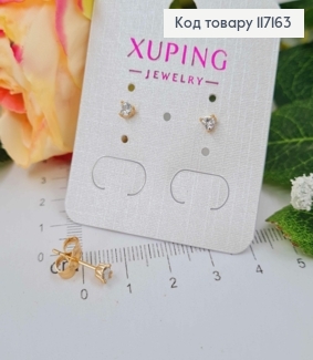Серьги гвозди камешек 0,3см (треугольная оправа) Xuping 18K 117163 фото