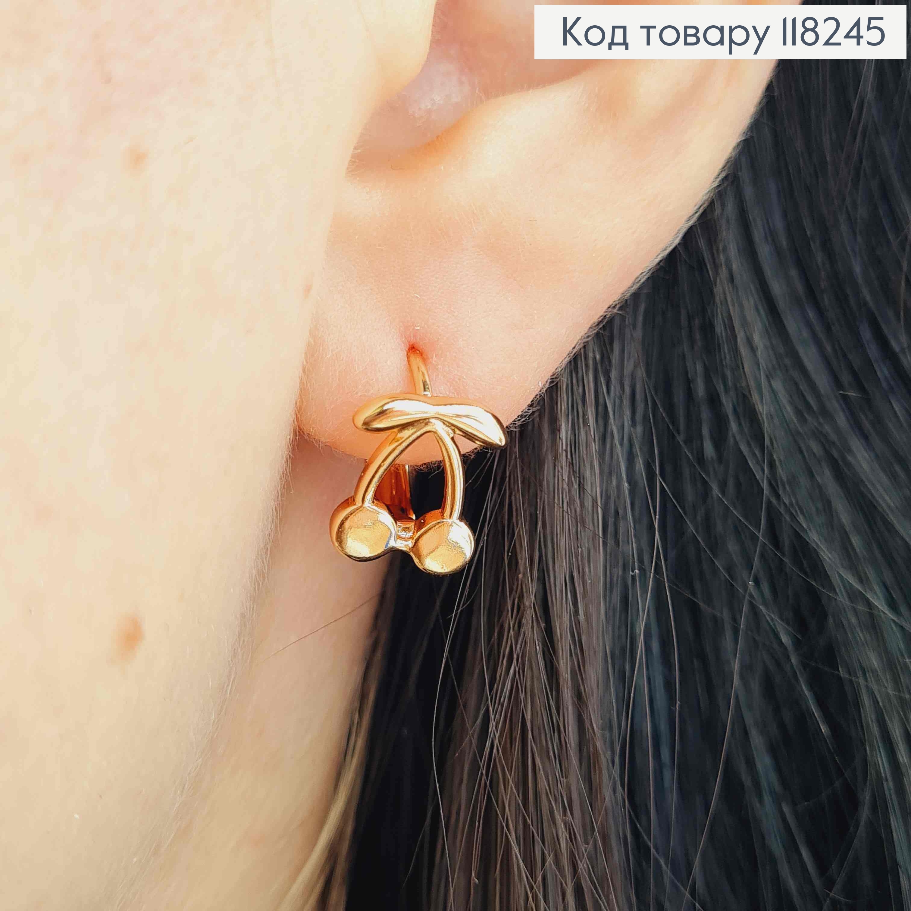 Серьги кольца "ВИШЕНКИ" (1,1см), диаметр 1,3см, Xuping 18К 118245 фото 3