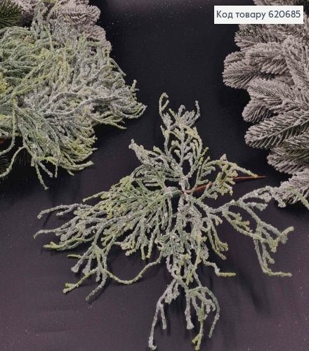 Декор Новогодний, заснеженная веточка Туи, ЗЕЛЕНОГО цвета, 27см 620685 фото 1