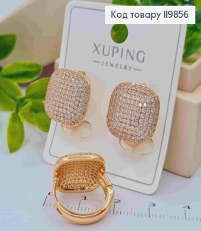 Серьги кольца "Блеск" с Блестящими камешками, диаметр 1,7см, XUPING 18К 119856 фото