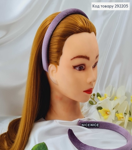 Обруч пластик, мягкий велюр, ФИОЛЕТОВЫЙ, шир.2см. 292205 фото 1